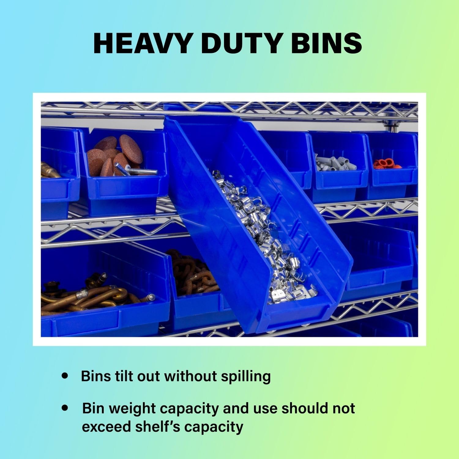 Akro-Mils 30120 Plastic Shelf Bins, Heavy Duty Storage Bins for Garage, Closet, and Drawer Organization, 12-Inch x 4-Inch x 4-Inch, Green, 24-Pack