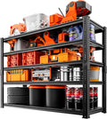 Storage Shelves Heavy Duty, 48"L x 18"W x 72"H Garage Storage Shelves Unit Loads 3700LBS, 5-tier Adjustable Metal Industrial Utility Shelf Rack for Kitchen, Laundry Room, Pantry, Warehouse, Basement