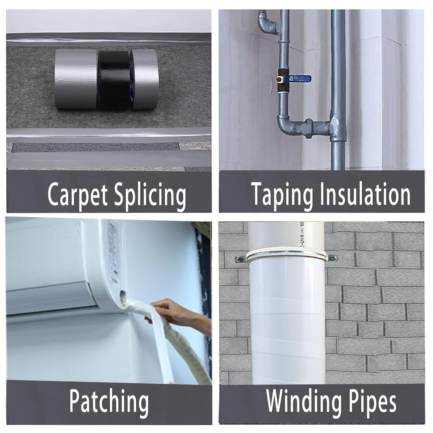 3Pack Duct Tape Heavy Duty Single Sided, Strong Adhesive High Strength, Waterproof Mesh Tape for Indoor Outdoor Repairing Sealing Bonding, Easy Use Hand Tearable, 2.36 Inch x 66 Feet, White