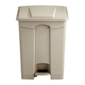 Safco Step On Plastic Trash Can with Foot Pedal, 17 Gallon Garbage Can for Kitchen, Indoor or Outdoor Use, Hands Free, Tan