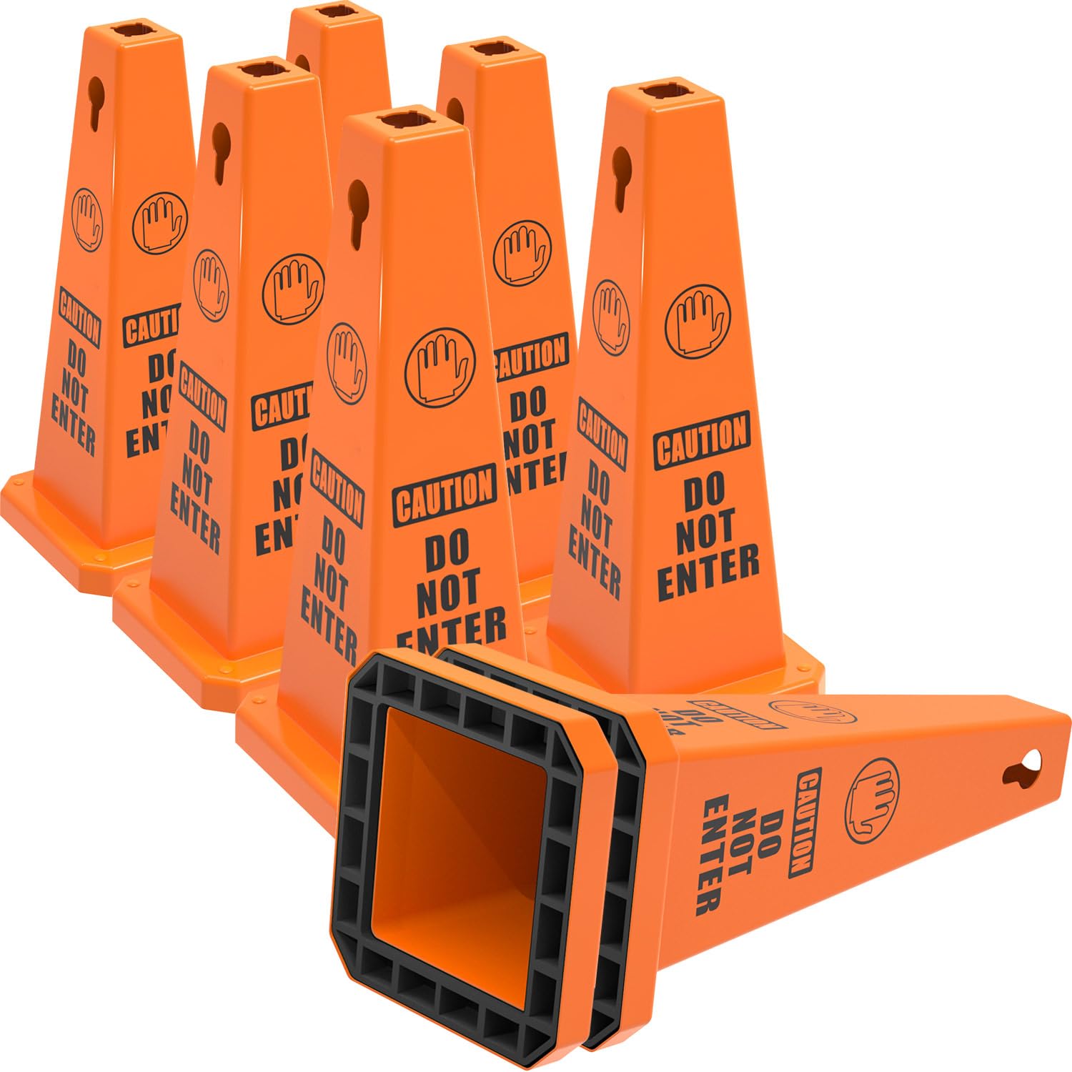 Plastic Traffic Cones, 4-Sided Message Cones, Road Safety Parking Cones, Standing Traffic Warning Signs for Cleaning Area, Garage, No Entry (8, Do Not Enter, Large)