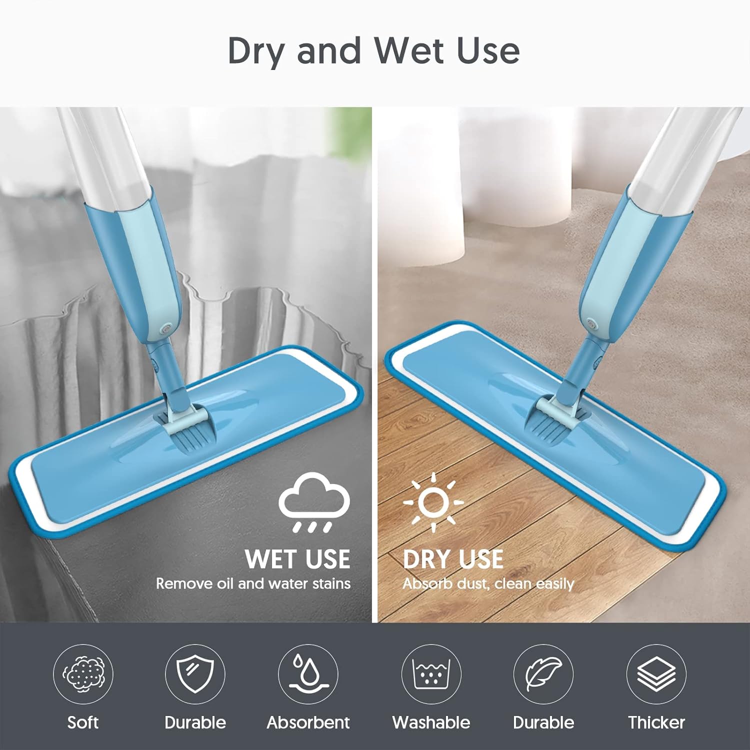 7 Count Reusable Microfiber Mop Pads for Swiffer PowerMop - MEXERRIS Microfiber Wet Pads Refills PowerMop Pads Machine Washable Hard Wood Floor Mop Pads Replacement for 13''-15'' Spray Wet Mops