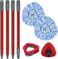 Mop Replace Head Mop Handle for O Cedar Mop, Mop Replacement for Ocedar Spin Mop Includes 2 Mop Heads Replacements 4-Section Mop Handle 1 Mop Base 1 Scrubber Mop Head for O-Cedar Spin Mop