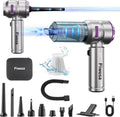 Handheld Vacuum Cordless, Car Vacuum Cleaner with Brushless Motor, Strong Suction Vacuum & Compressed Air Dusters with LED Light, Type C Port, Wireless Mini Portable Hand Vacuum Blower for Home, Pet