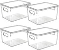 Clear Plastic Storage Bins with Lids, Perfect for Kitchen Organization or Pantry Organization and Storage, Stackable Fridge Organizer Bins, Storage Containers for Organizing, Cabinet Organizers