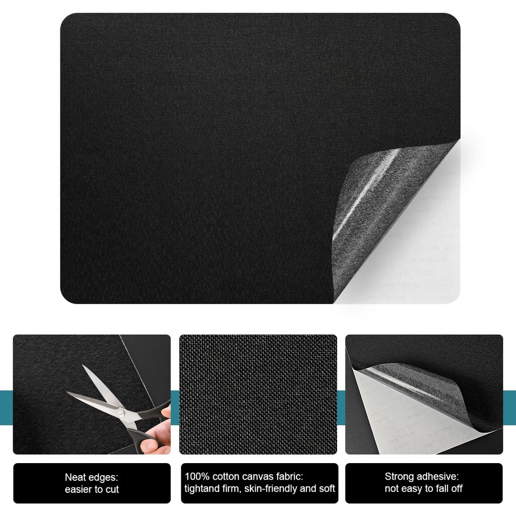 J.CARP 2Pcs Linen Repair Patches, Large Self-Adhesive Fabric Patch for Sofas, Couch, Furniture, Car Seats (8 * 11 inches-2PCS Black)