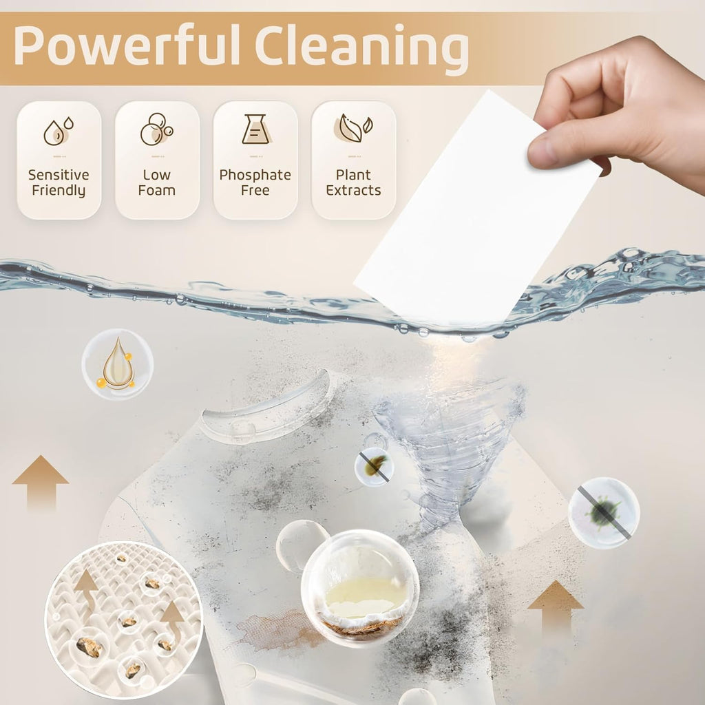 Poesie Laundry Detergent Sheets Coconut Milk Scent 160 Count Non Plastic Jugs Portable Laundry Soap Sheet for Clothes Washing Indoor and Outdoor Essentials