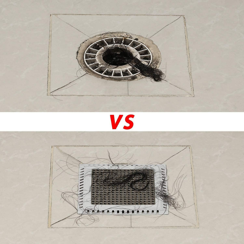 Shower Drain Hair Catcher/Drain Strainer/Shower Drain Cover for Bathroom Floor Drain, Stainless Steel and Silicone (6 inch, Black)