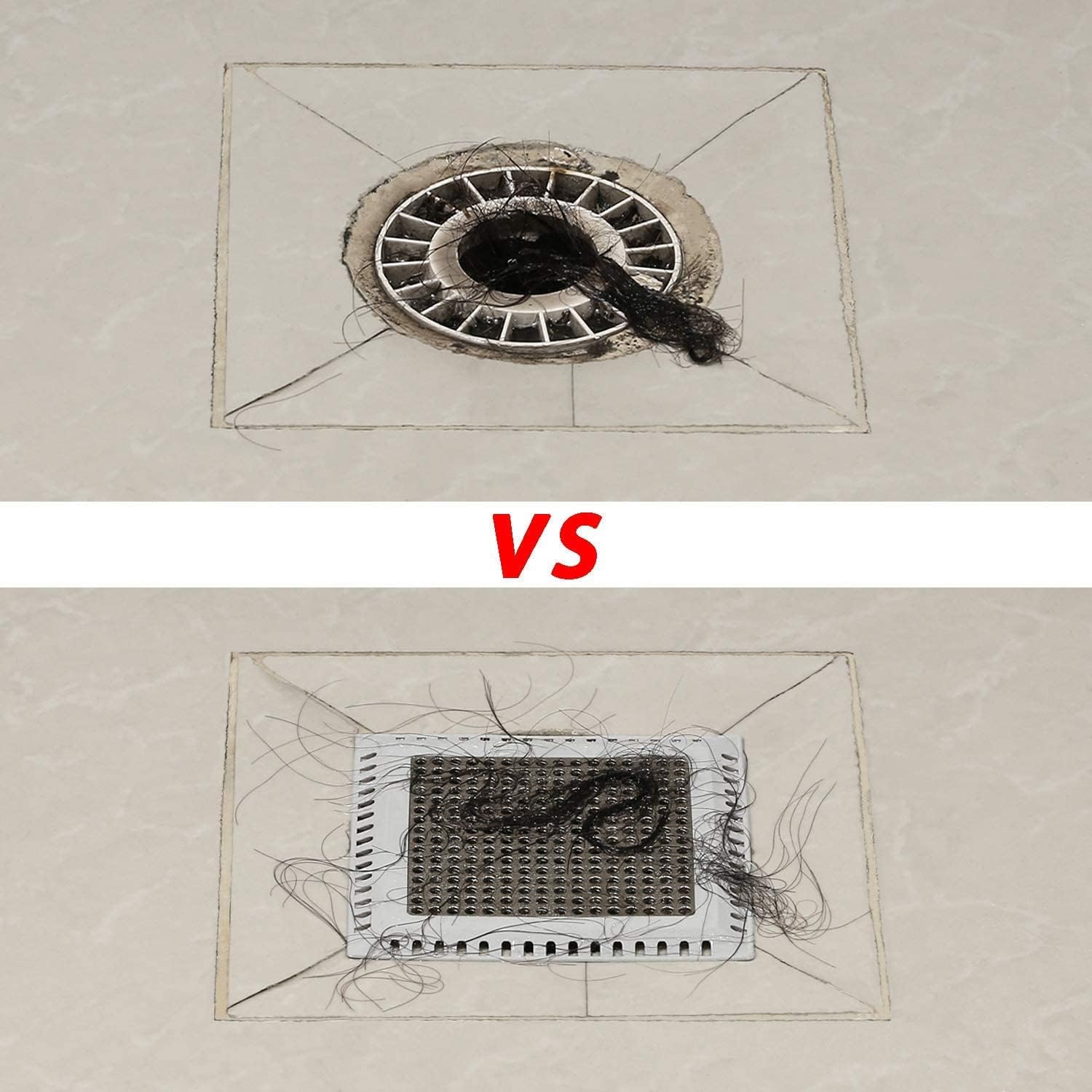 Shower Drain Hair Catcher/Drain Strainer/Shower Drain Cover for Bathroom Floor Drain, Stainless Steel and Silicone (6 inch, Black)