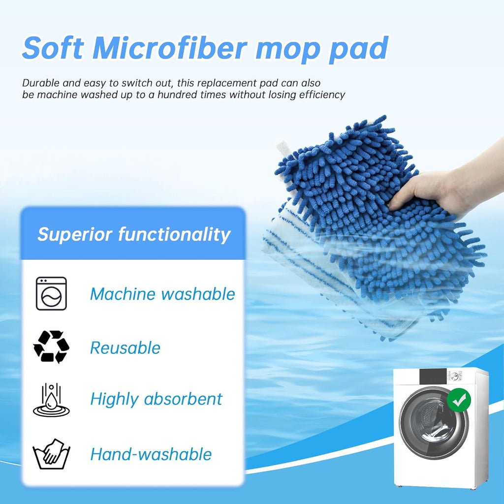 4 Pack Mop Heads Replacements Compatible with O-cedar Dual-Action Flip Mop,Microfiber&Chenille Mop Replace Head for Dry/Wet Use,Double-sided,Reusable and Washable Dust Mop Refills for Floor Cleaning
