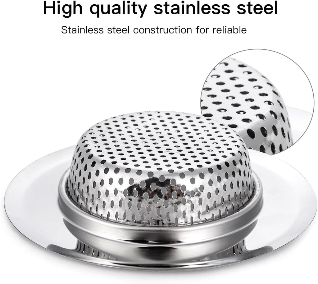 4 Pack Heavy Duty Stainless Steel Kitchen Sink Drain Strainer, Bathroom Hair Catcher Shower Drain Cover, Sink Tub Drain Stopper, Wash Basin Floor Drain, 2.1 to 4.5 Inch Diameter Rim