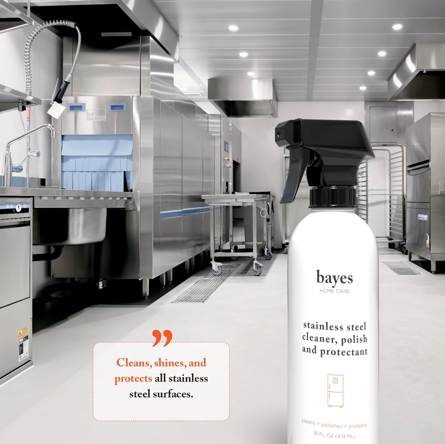 Bayes High-Performance Stainless Steel Cleaner Spray, Polish, and Protectant - Indoor & Outdoor Stainless Cleaner - Stainless Steel Sink Cleaner 16oz, 6 Pack