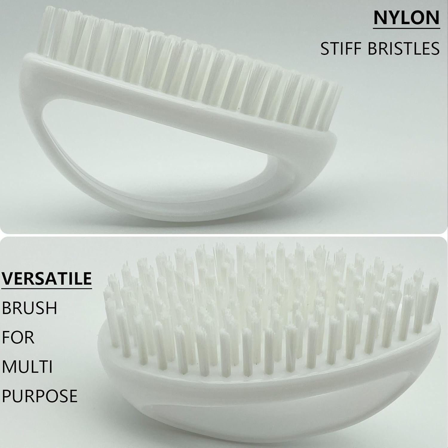 Scrub Brush for Cleaning Scrubbing Heavy Duty Stiff Nylon Bristles Cleaning Brush Multi-Purpose, White & Small Size