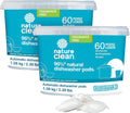 Nature Clean All Natural Dishwasher Pods, Plant-Based Non Toxic Dishwasher Detergent Pods, Dishwashing Pods Tough on Grease, Dish Pods for Dishwasher, Unscented Dishwasher Pods, 60 Count, Pack of 2