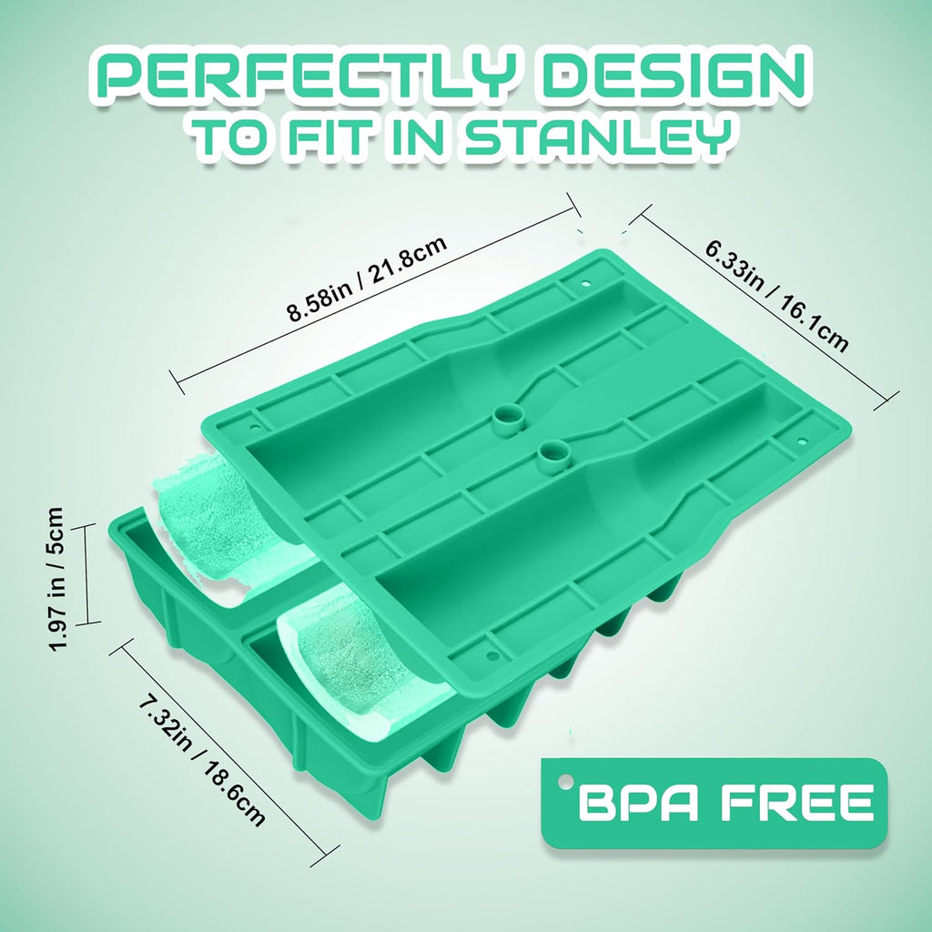 Ice Cube Tray for Tumbler, 1 Pcs Silicone Hollow Cylinder Ice Mold for Freezer, Ice Drink, Juice, Cocktail, Compatible with 40Oz Tumbler (GREEN)