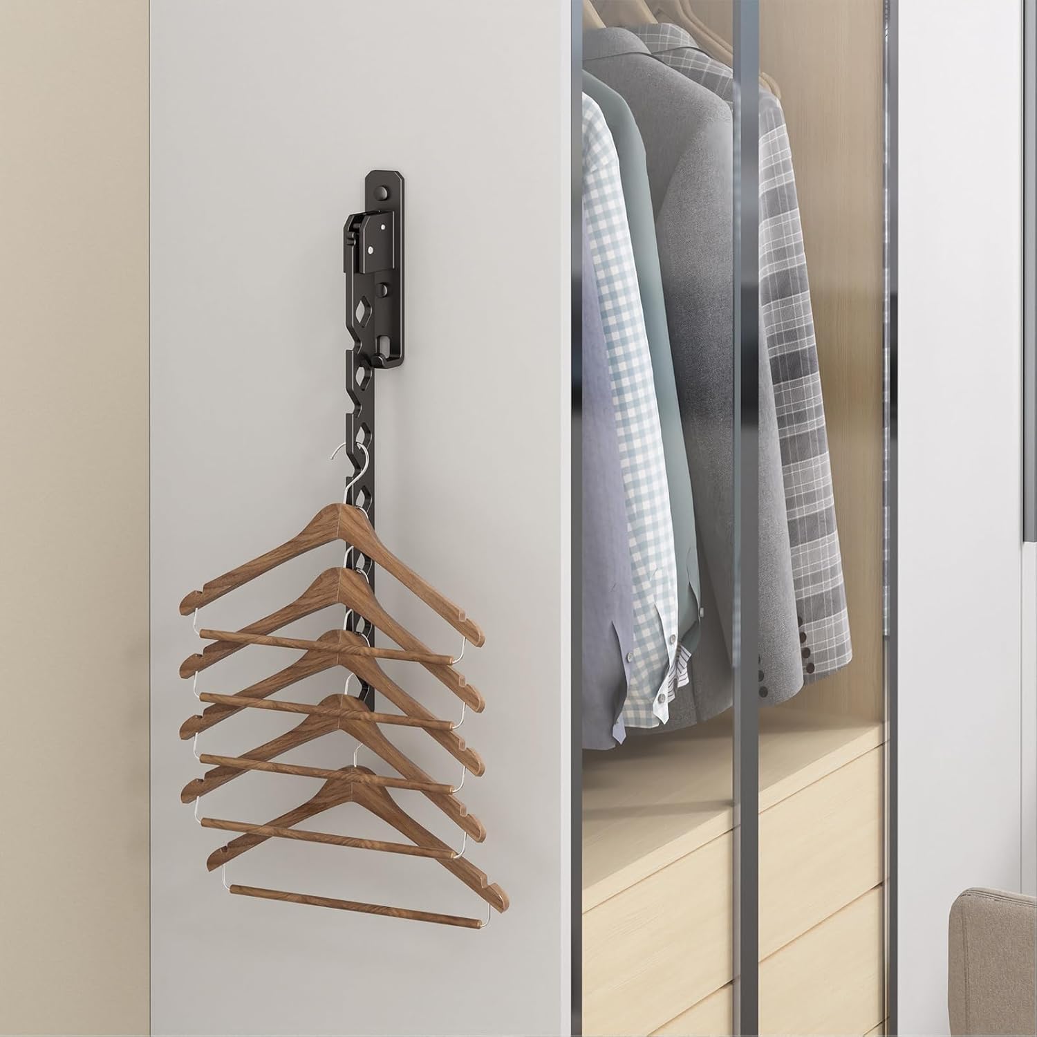 Wall Mounted Clothes Drying Rack, Wall Clothes Hanger Foldable, Laundry Hanger Hook for Bathroom, Wall Clothes Rack Indoor, Perfect for Small Spaces, Matte Black