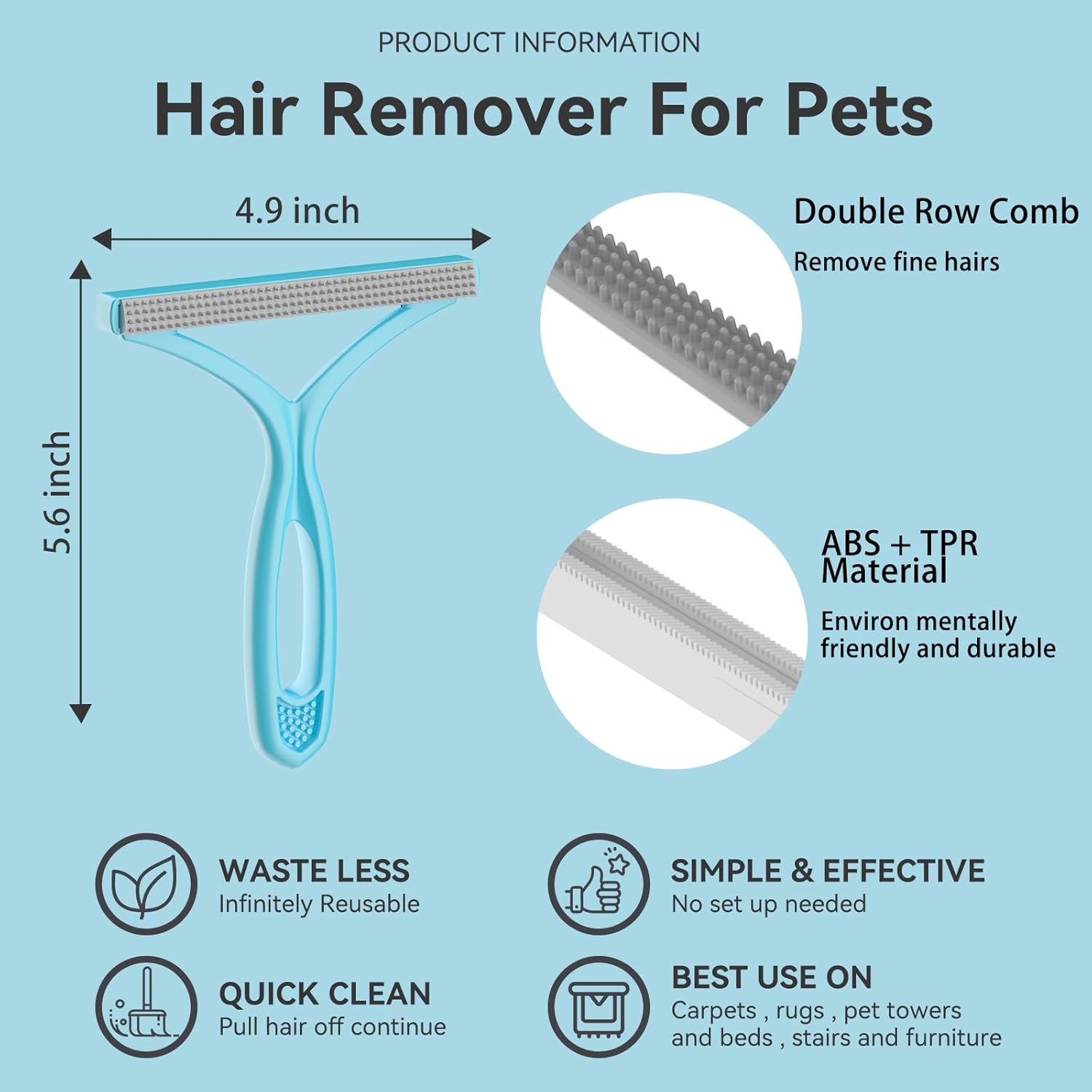 Carpet Rake for Pet Hair Removal (3 Pack),Dog Cat Fur Remover Rubber Broom,Carpet Rake - 60" Long Handle Lint Shaver Cleaner Tools,Scraper Brush for Carpet,Rug,Car Mat,Couch,Pet Bed,Furniture