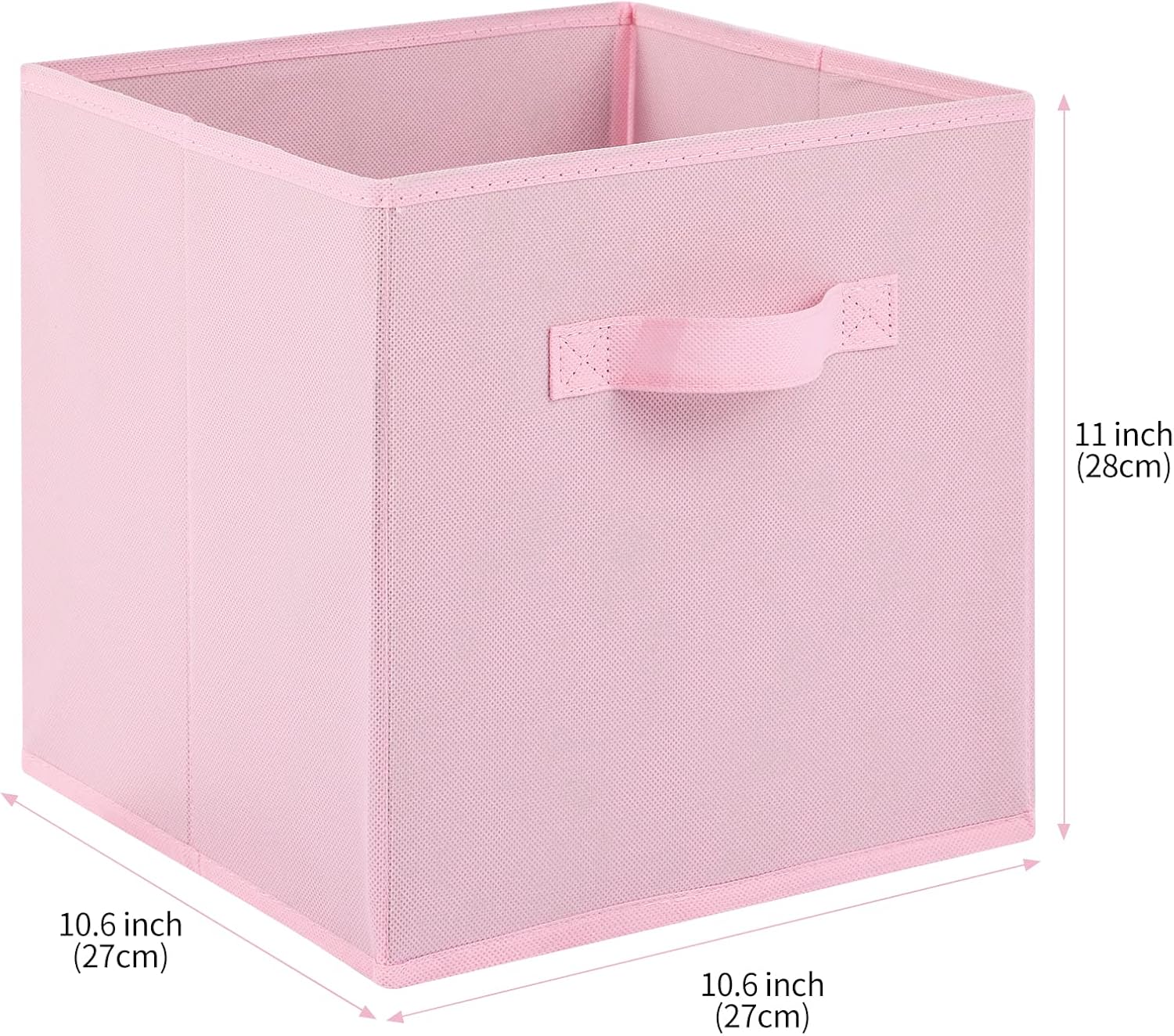 Stero Fabric Storage Bins 6 Pack Fun Colored Durable Storage Cubes with Handles Foldable Cube Baskets for Home, Kids Room, Closet and Toys Organization Pink
