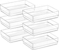 SMARTAKE 6 PCS Clear Plastic Drawer Organizers Set, Large Size Non-Slip Desk Drawer Organizer, Versatile Bathroom and Vanity Drawer Organizer Trays for Makeup, Bedroom, Office, Kitchen Utensils