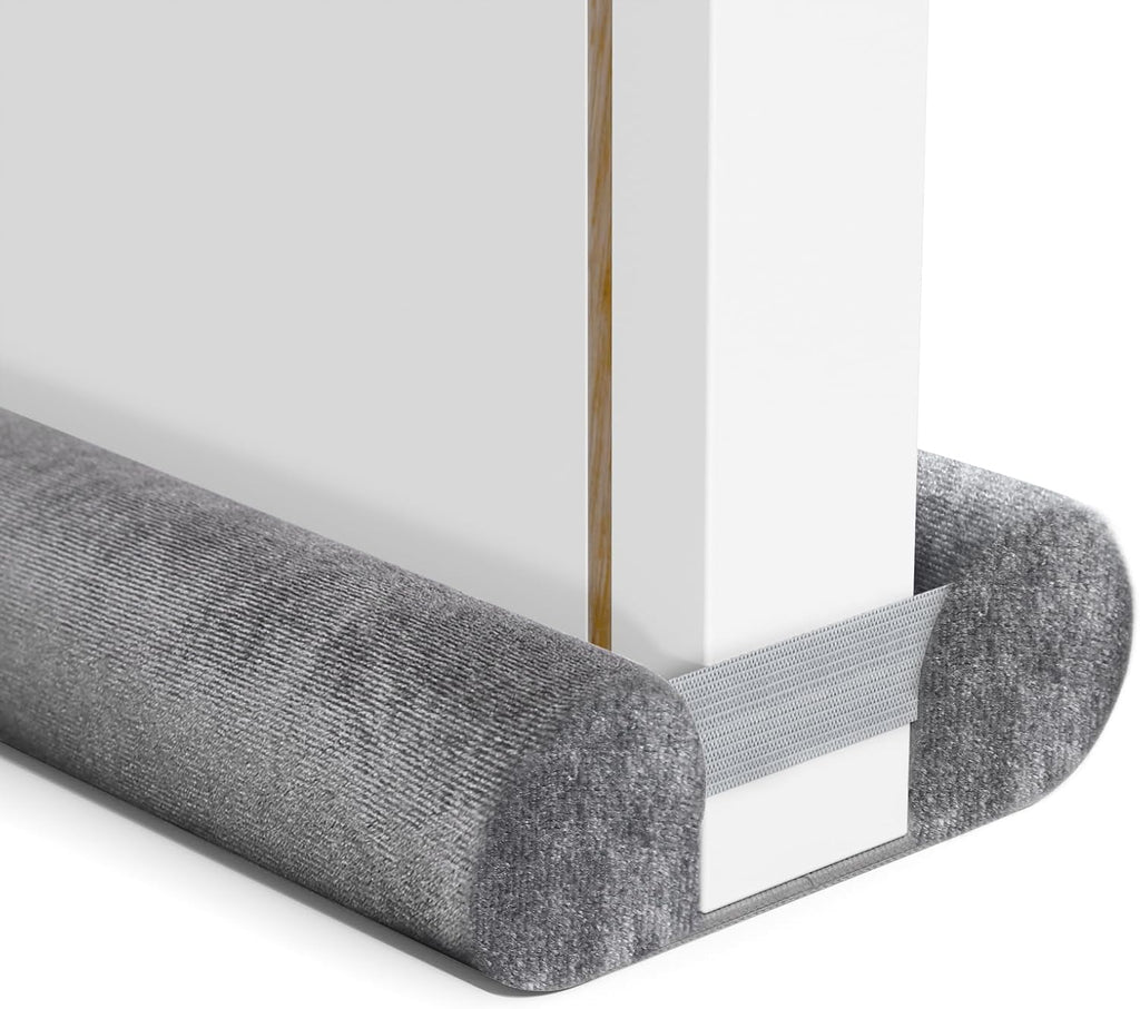 Door Draft Stopper for Bottom of Door, Under Door Gap Filler/Seal for Big Gap, No Folding Required, Flexible Installation Door Sweep soundproofing Strip for Home & Apartment, 32-36in, Grey