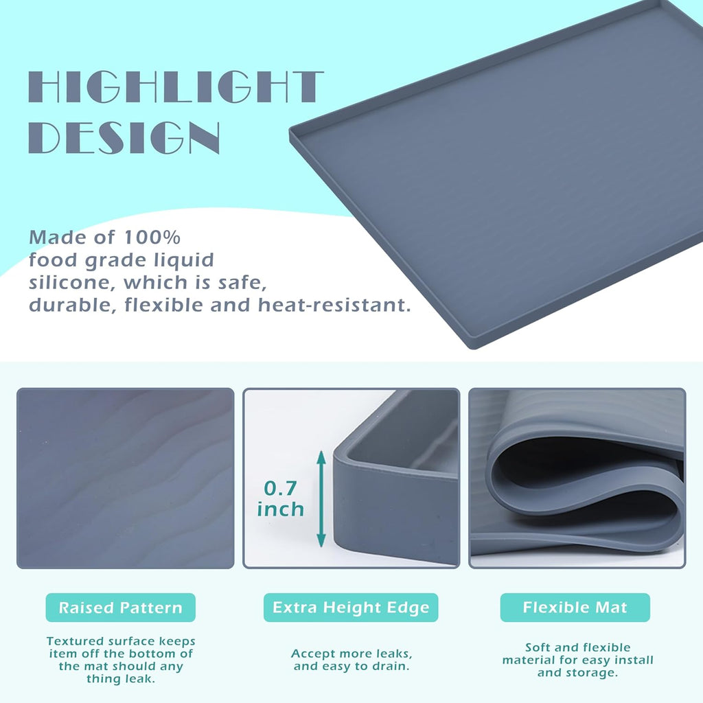 URMONA Waterproof Silicone Under Sink Mat 40'' x 22'' Shelf Liner for Kitchen and Bathroom, Cabinet and Counter Protector, Storage and Organizers, Litter Mat, Pet Cat Puppy Essentials(Light Grey)