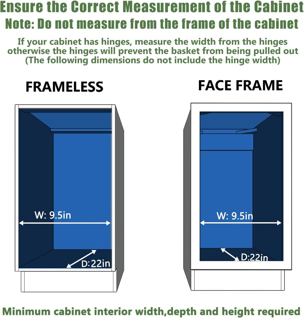 LOVMOR Pull Out Cabinet Organizer 9" W x 21½" D, Kitchen Cabinet Pull Out Shelves Slide Out Storage