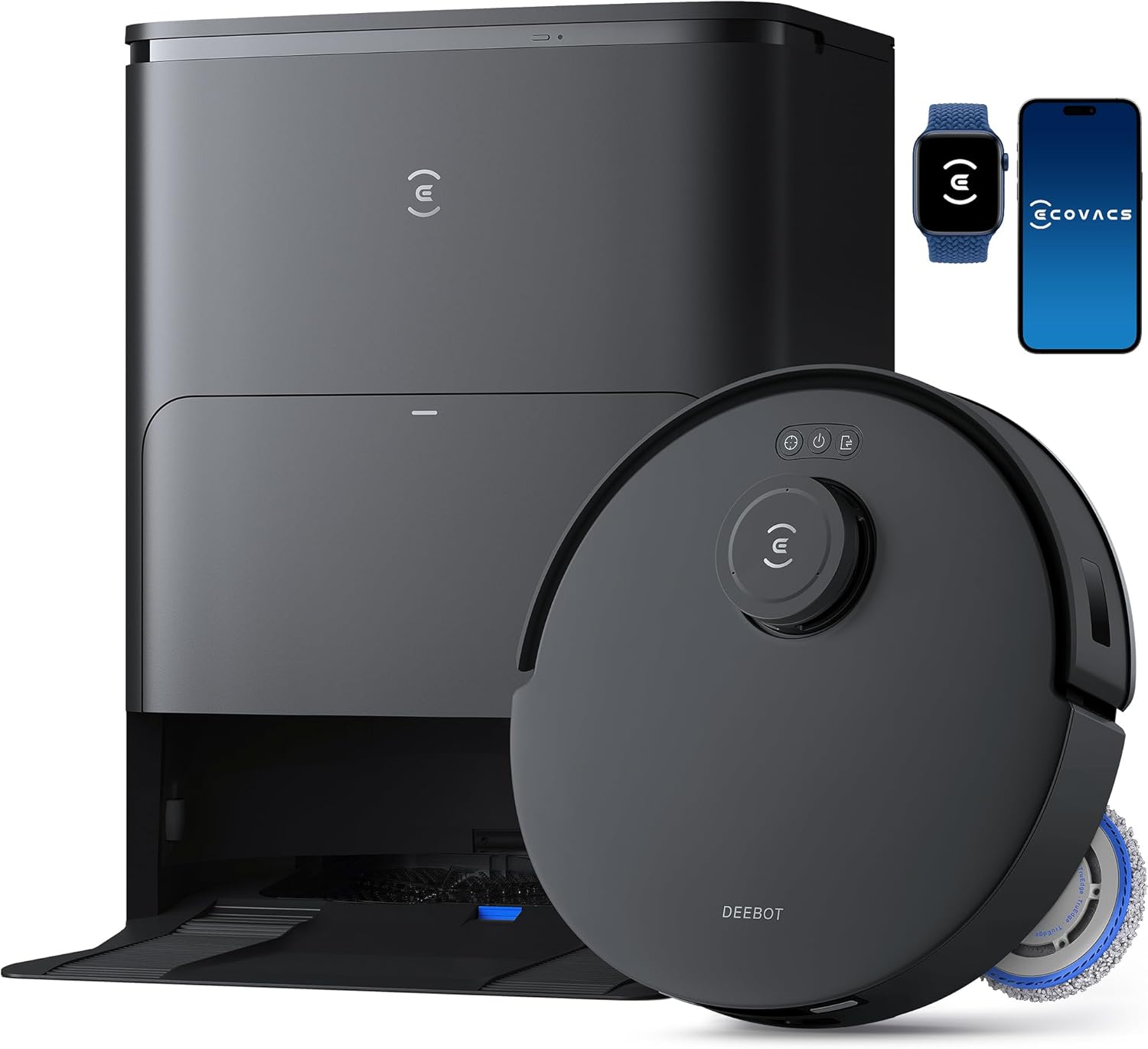 ECOVACS DEEBOT T30S Robot Vacuum and Mop, 11000Pa, ZeroTangle Technology, TruEdge Adaptive Edge Mopping, Hot Water Mop Washing, Self-Emptying, Self Refilling, Auto-Mop Lifting, Obstacle Avoidance