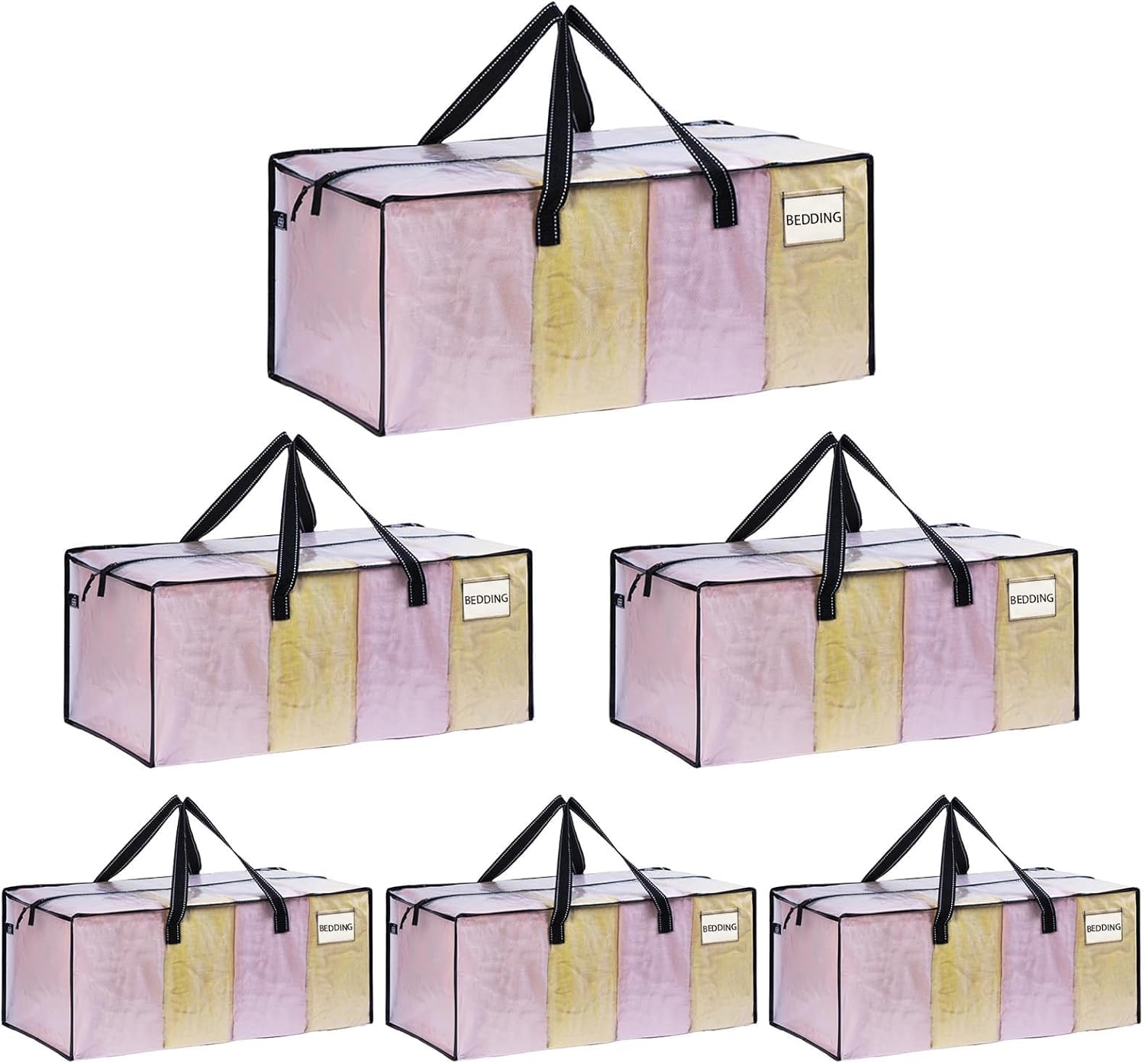 VENO 6 Pack Moving Bags Extra Large Storage Bags for College Move-In, Heavy-Duty Storage Totes, Packing Boxes, and Wardrobe Moving Supplies - Durable Laundry Bags for Clothes (Clear, 6 Pack)