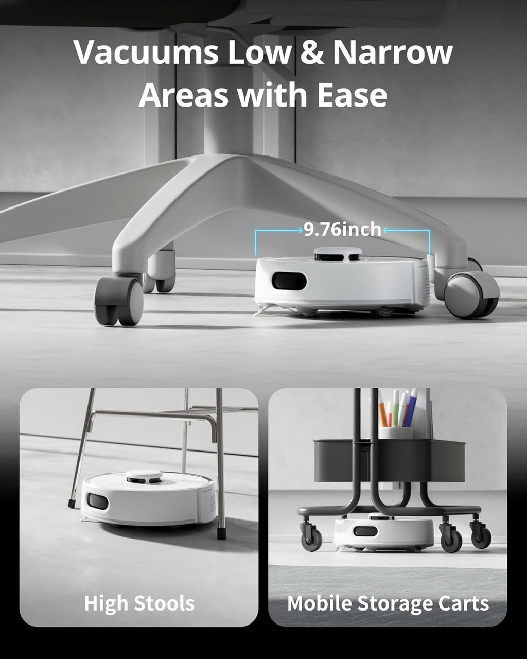 SwitchBot K10+ Pro Robot Vacuum Self Emptying for 90 Days Hands-Free, Super Quiet Mini Robotic Vacuum with Powerful Suction, Anti-Hair-Tangle, Works with Alexa/Siri/Matter(Hub 2 Required), 2.4Ghz WiFi