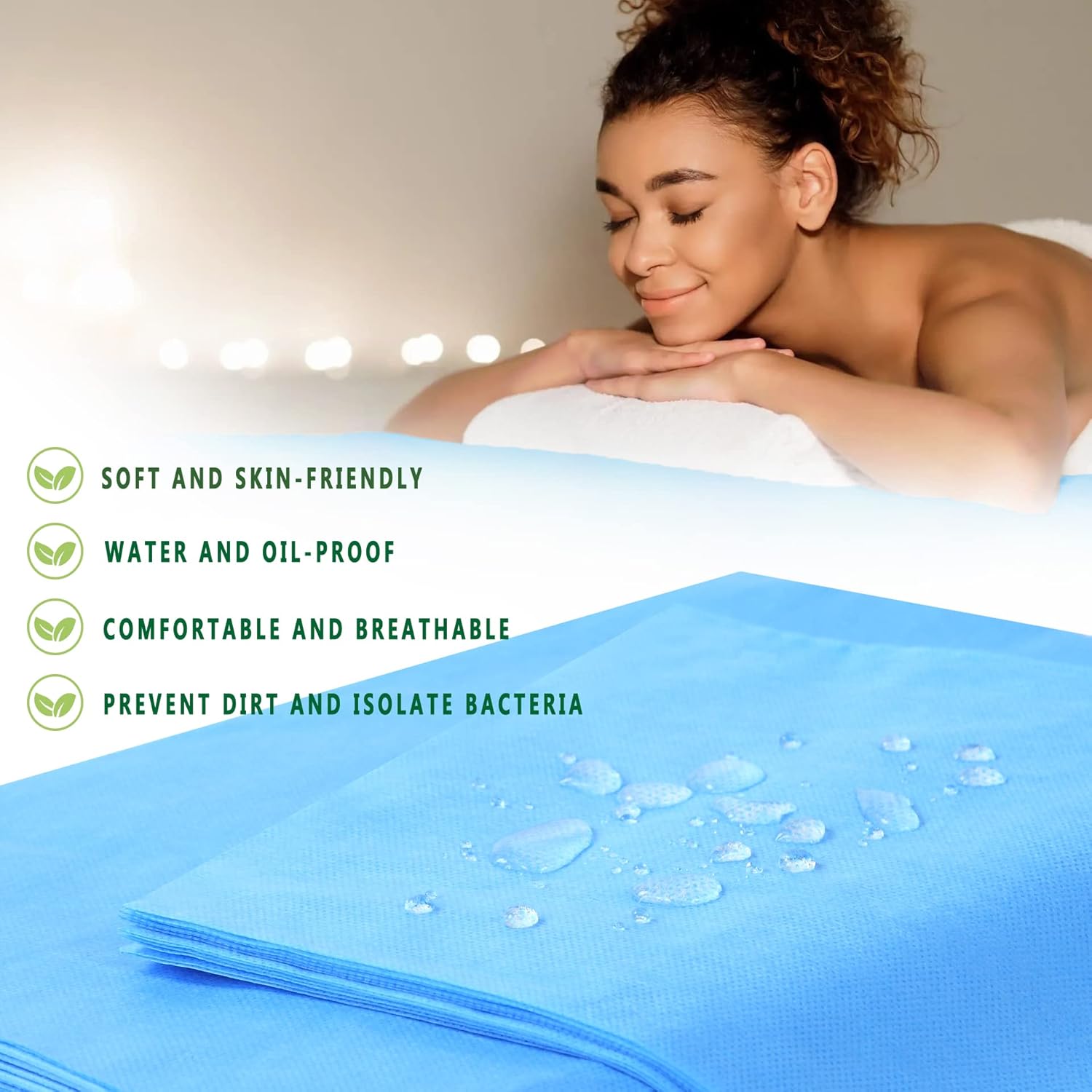 200 Pcs Disposable Bed Sheets 31" x 71" Massage Table Sheets Non Woven Fabric SPA Bed Cover Breathable for Massage Beauty Tattoos (200 Pcs Blue-2)
