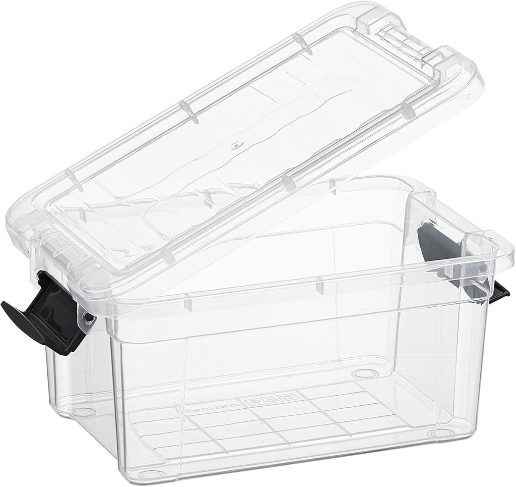 Superio Clear Storage Bins with Lids, Stackable Storage Box with Latches and Handles, Extra Small, 4 Pack 1.75 Quart