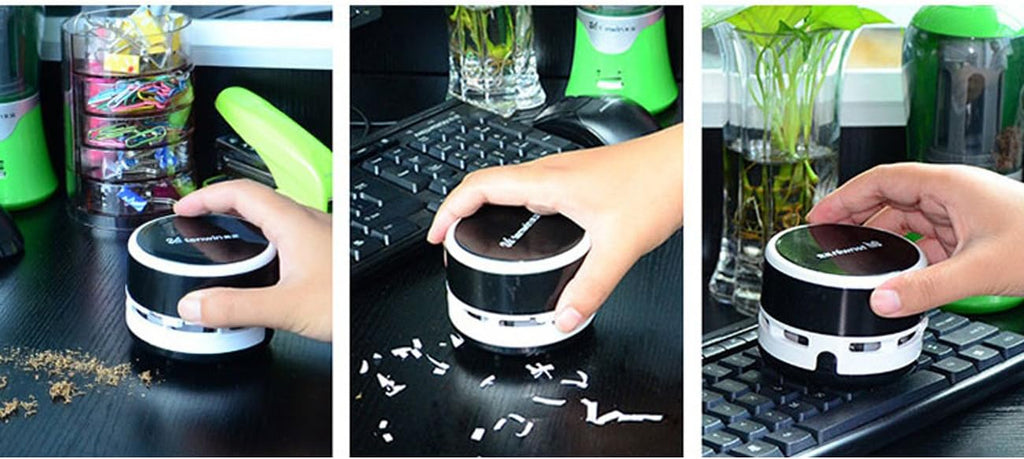 Ogrmar Portable Cordless Mini Desktop Vacuum Desk Dust Cleaner/Dust Sweeper for Home Office Keyboard (Black)