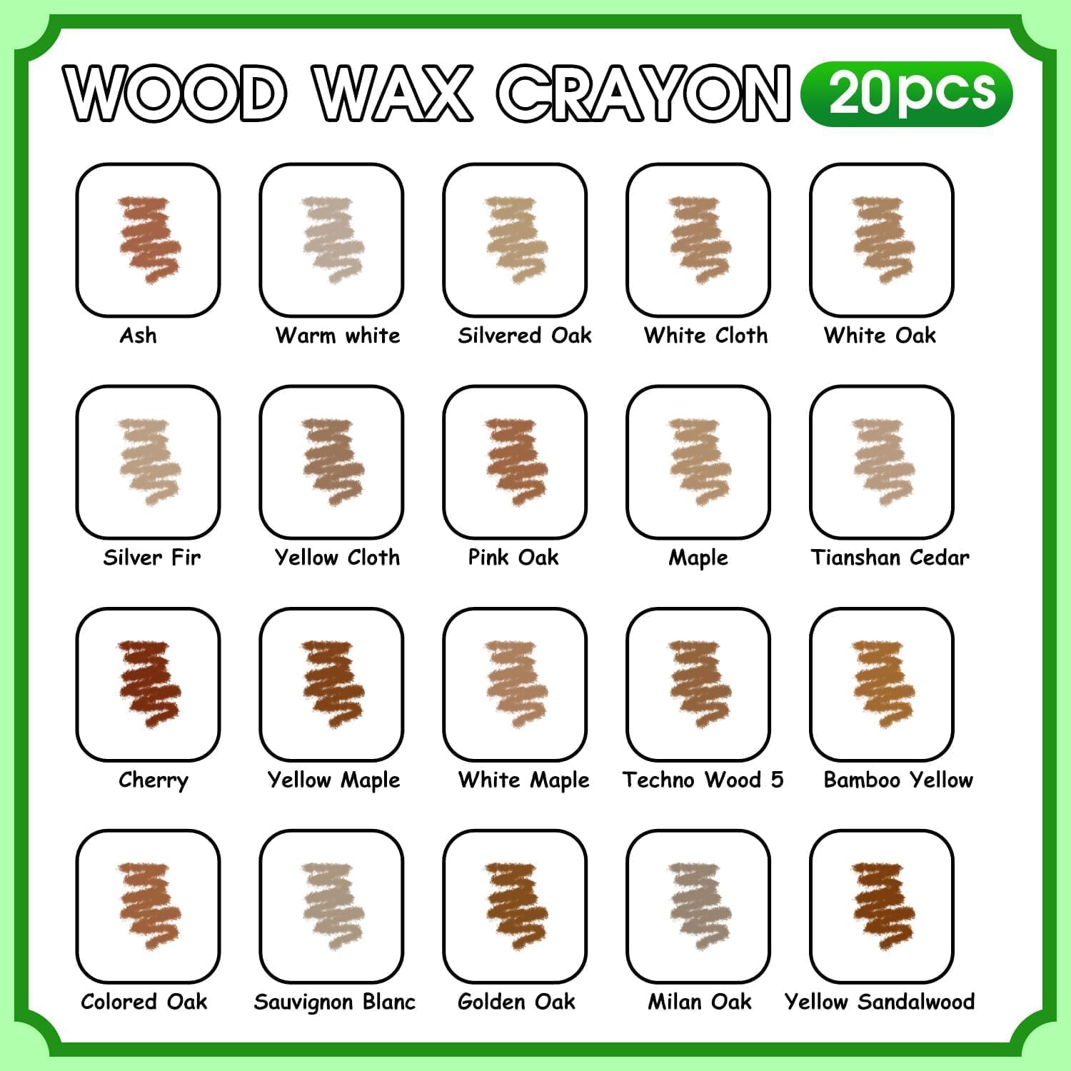 Furniture Markers Touch Up, 20 Colors Wood Filler Sticks, Wood Wax Crayons for Repairing Scratches, Scuffs, Cracks, Holes on Furniture, Floors, Cabinets, Tables, and Doors - Brown Series