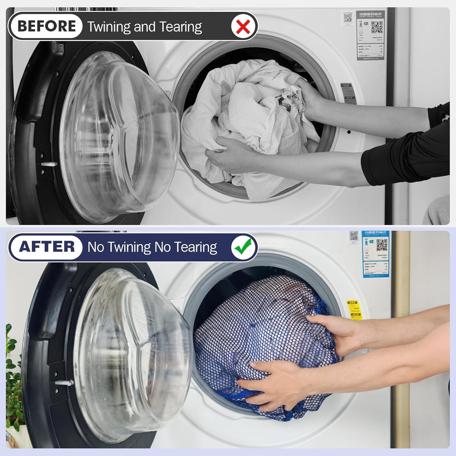 3Pcs Mesh Laundry Bags Washing Machine Mesh Wash Bags Jumbo for Delicates Clothes,Bed Linen,Toys with Drawstring Closure Sturdy(3 XXLarge 28 x 26 Inches, Blue)