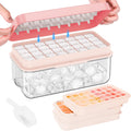 PHINOX Ice Cube Tray with Lid and Bin, 3 Pack Plastic Ice Cube Tray Molds, 96(4 * 8 * 3) pcs Ice Trays for freezer, Chilling Drinks, Whiskey & Cocktails, with Ice Container and Ice Scoop, BPA-Free