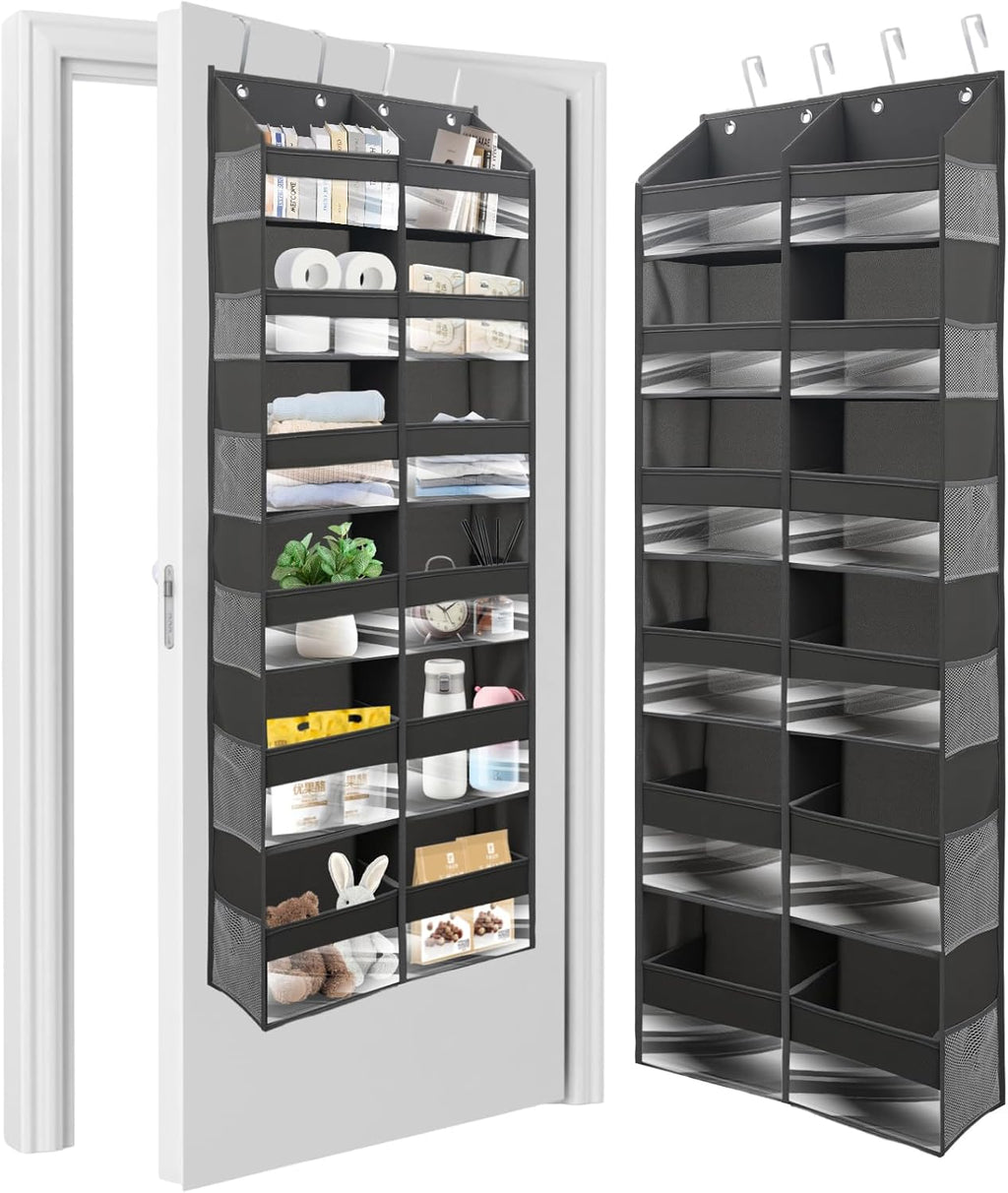 HOMELUX THEORY Heavy Duty Over the Door Organizer - Extra Wide Closet Organizers And Storage, Hanging Storage Door for Bedroom & Baby Nursery, 1PC Dark Gray