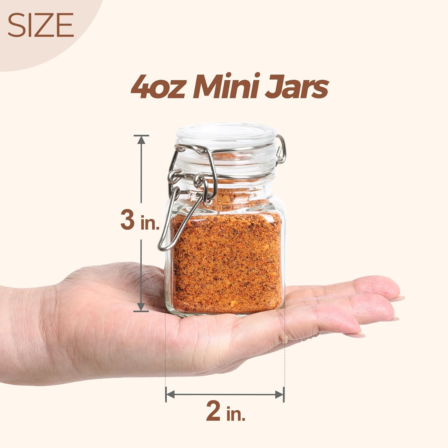 ComSaf 4 oz Glass Jars with Lid, Set of 6 Mini Airtight Glass Jars, Spice Jars, Small Mason Jar, Canning Jar Square with Seal Wire Clip Fastening, Labels & Funnels for Jam, Honey, Kitchen, Wedding