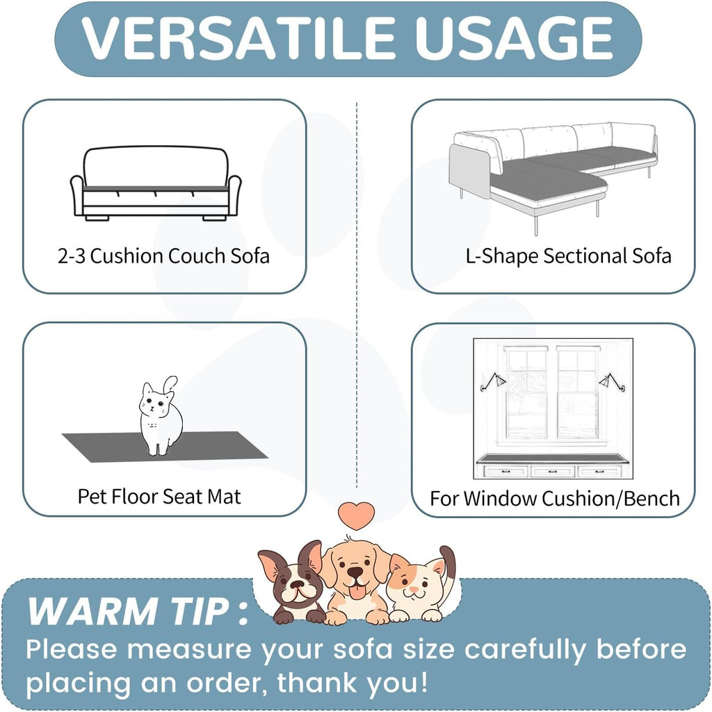 OTOB Dog Couch Covers for 3 Cushion Washable Non Slip Plush Pet Friendly Bed Mat Sofa Cover for Dogs, All Seasons Cozy Soft Fuzzy Furniture Protector Sofa Slipcovers (Dark Gray, 27.6" x 59.1")