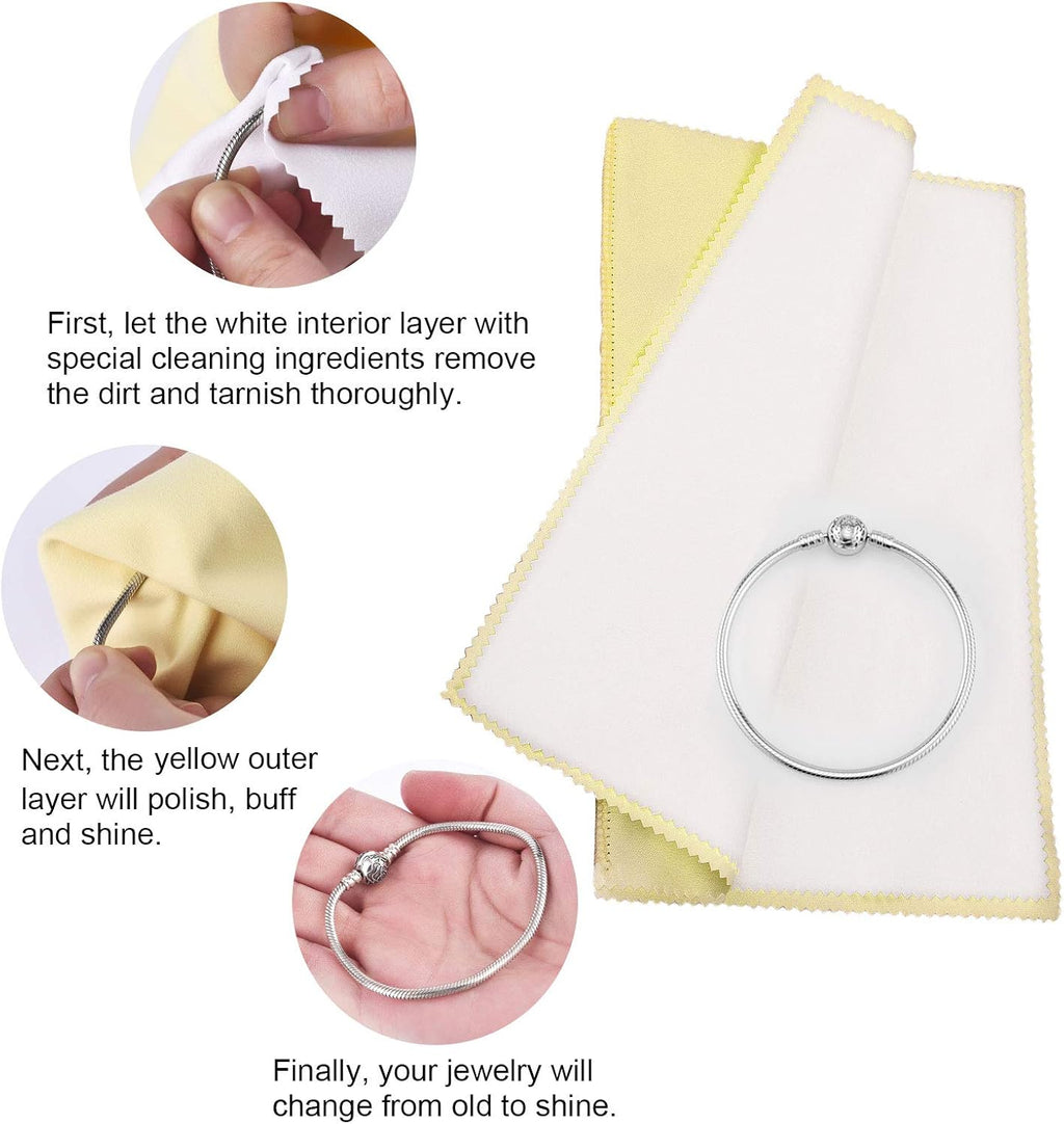 SEVENWELL Silver Polishing Cloth, Jewelry Cleaner Cloth for Sterling Silver Jewelry, Gold, Platinum, Silverware, Diamonds, Gemstones, Coins (Yellow)
