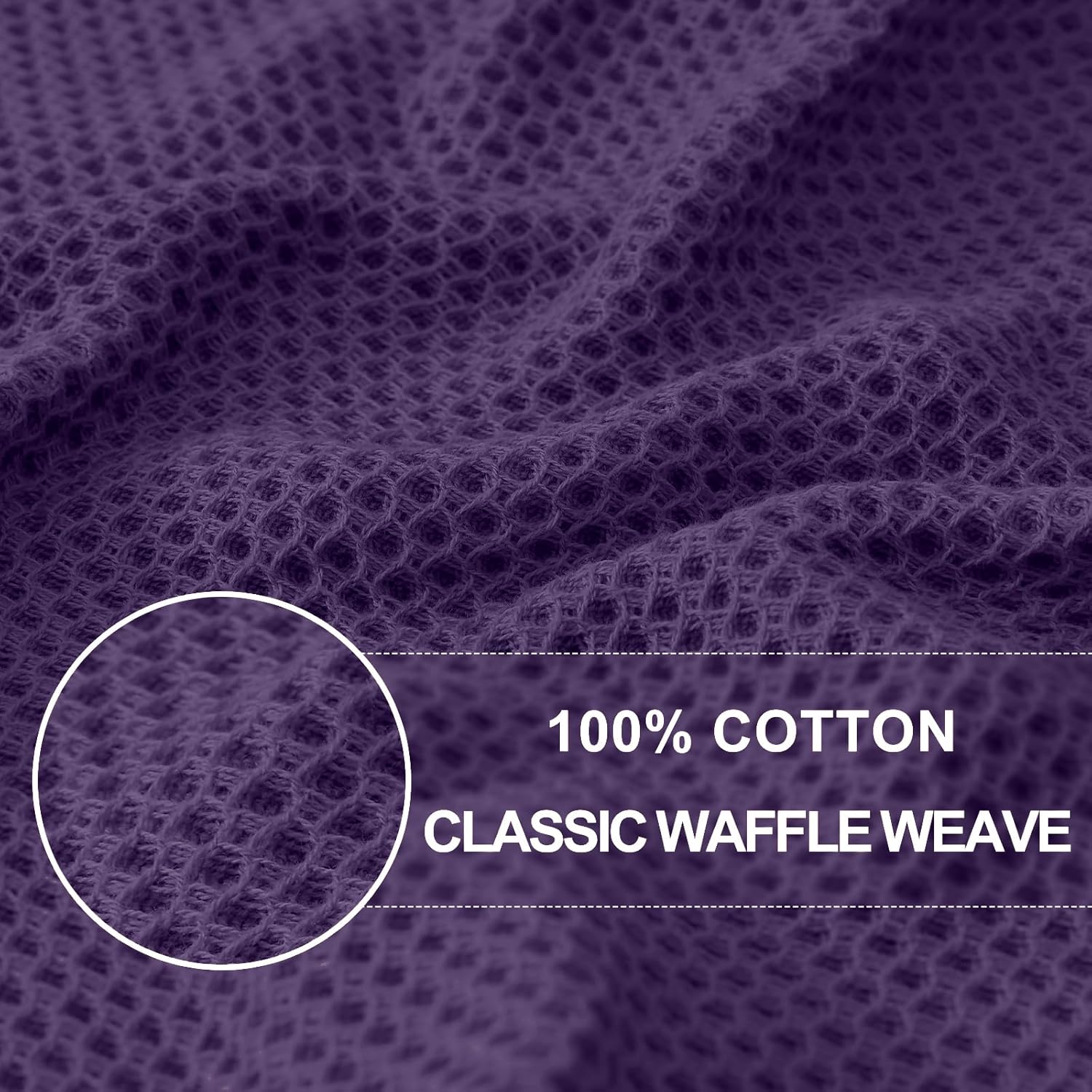 Homaxy 100% Cotton Waffle Weave Kitchen Dish Cloths, Ultra Soft Absorbent Quick Drying Dish Towels, 12 x 12 Inches, 6-Pack, Eggplant