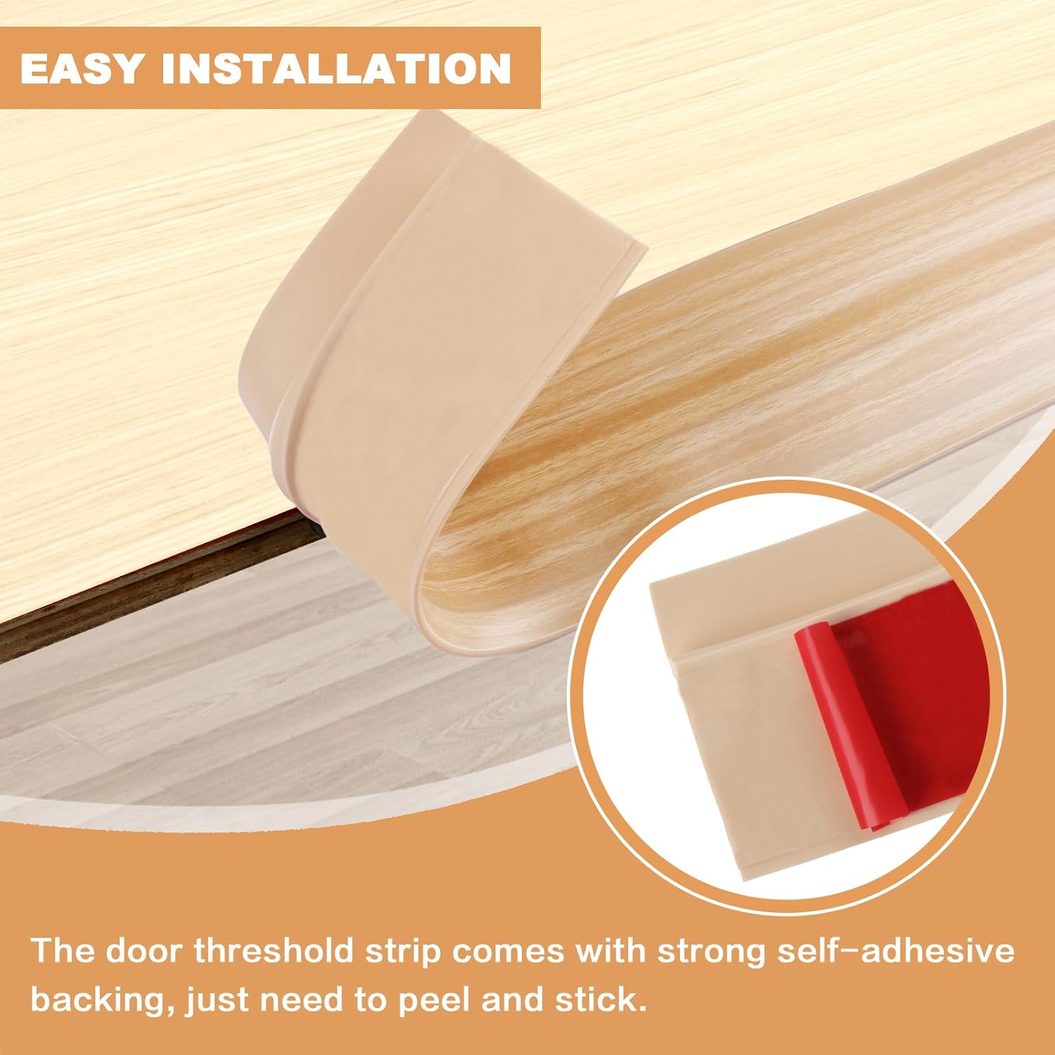 Vinyl Door Threshold Flooring Transition Strip Self Adhesive Carpet Edging Strip for Laminate Doorway Edge Threshold from 2/5" to 3/5" (Light Yellow Wood Grain, 10 Ft)