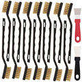 48 Pcs Mini Brass Brush Set, Brass Scratch Brush with Curved Handle, Cleaning Weld Slag and Rust