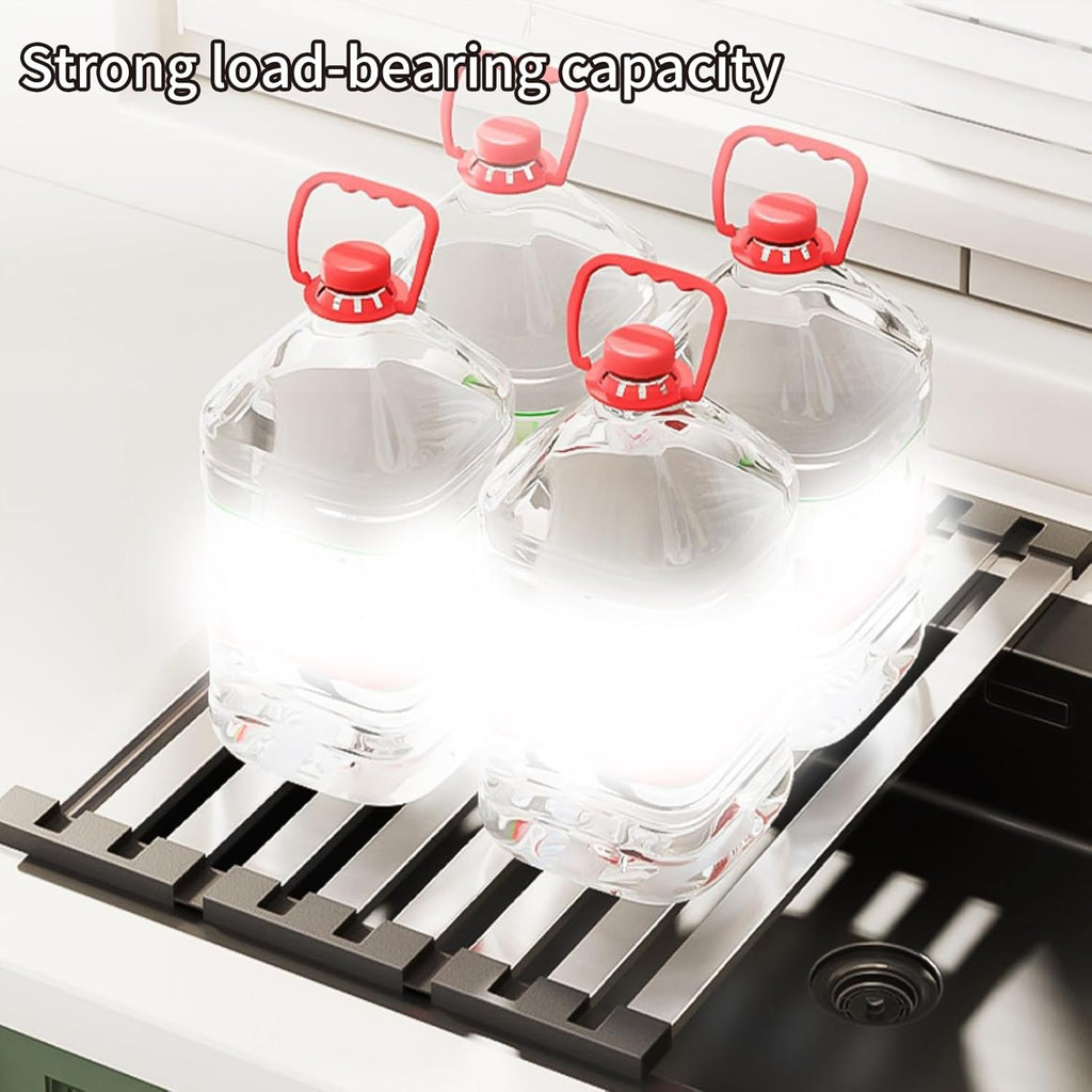 Foldable Dish Drying Rack, Over The Sink Dish Drying Rack ，Dish Drying mat，Dish Drying mats for Kitchen Counter，Stainless Steel Multifunctional mat(16.54×12.8in)