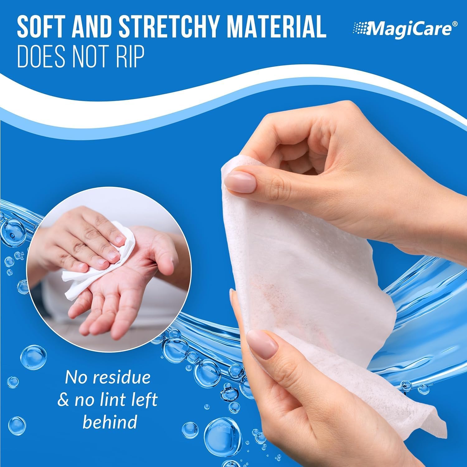 MagiCare 75% Large Alcohol Wipes (2 Canisters) - Hand Sanitizing Wipes - Hand Sanitizer Wipe, Unscented, Premium - Home, Classroom, Camping - 2, 100ct Canisters (200pcs)