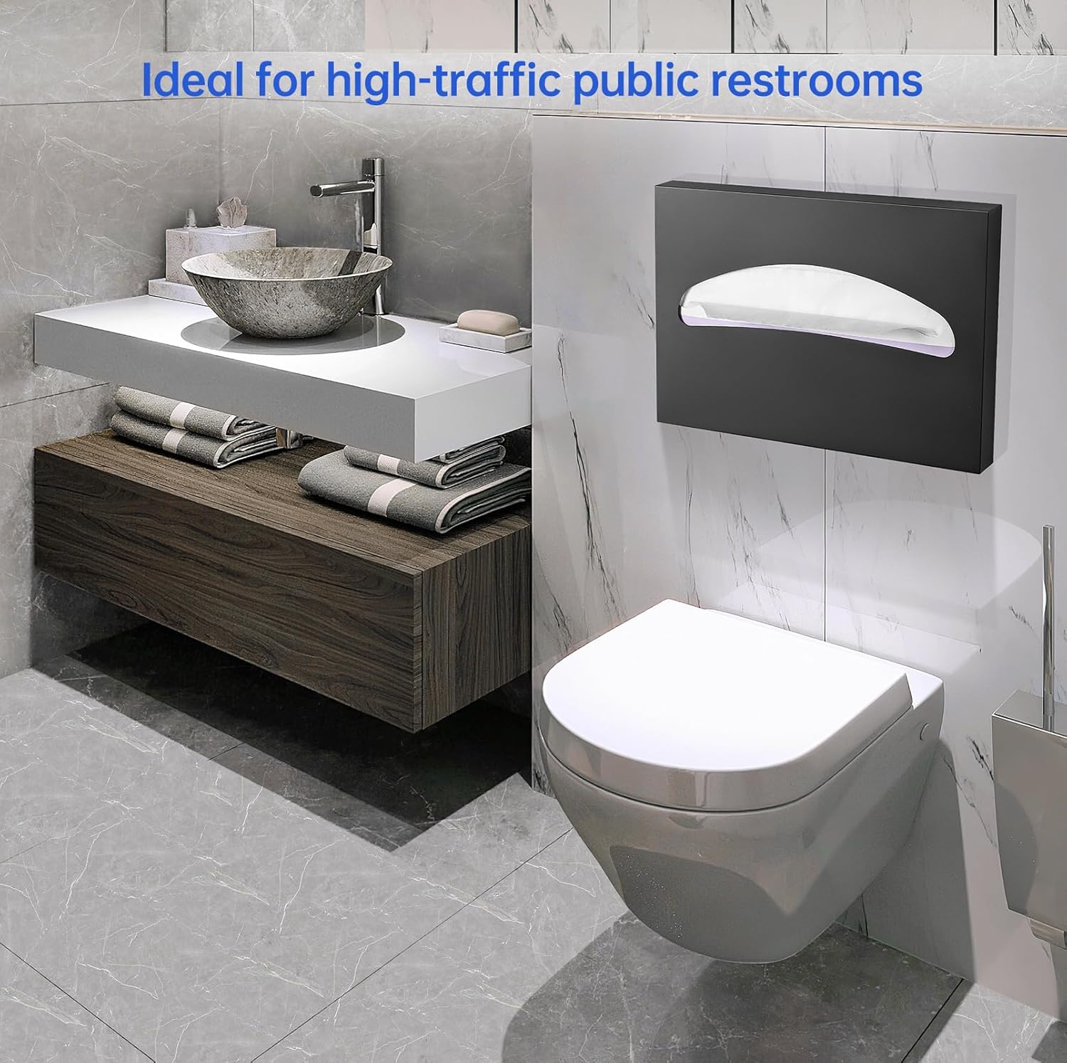 2 Packs Toilet Seat Cover Dispenser Wall Mounted Stainless Steel Matte Black
