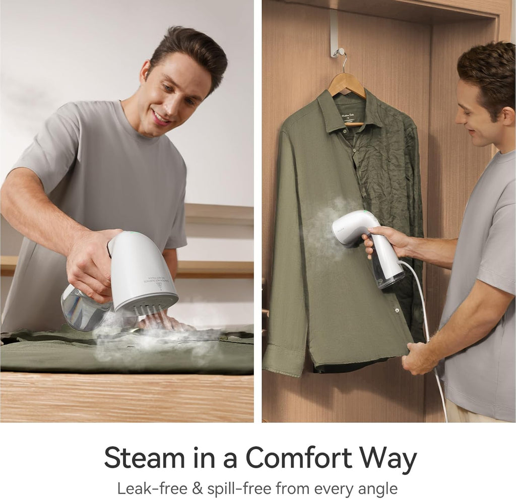 HiLIFE Steamer for Clothes, Handheld Clothes Steamer with Large 300ml Tank, 1100W Strong Power, 30S Fast Heat-up, Garment Fabric Wrinkle Remover, Portable & Compact Travel Size ONLY FOR 120V (White)