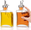 Glass Olive Oil Dispenser Bottle for Kitchen,Oil & Vinegar Dispenser Set, Coffee Syrup Bottles with Stainless Steel Pourers