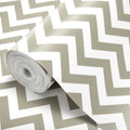 Glotoch Shelf Liner 12" x 20FT Non Adhesive Refrigerator, Kitchen, Drawer Liners, Waterproof and Durable Fridge Table Place Mats for Cupboard, Cabinet, Drawer Liner, Gray and White, Chevron