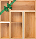 Bamboo Drawer Organizer 5 Pcs for Kitchen Multi-purpose Storage Dividers for Kitchen, Office, Jewelry, Cosmetics, Wooden Drawer Dividers for Drawer Organizer Desk Organizer Gift for Women Gifts Idea