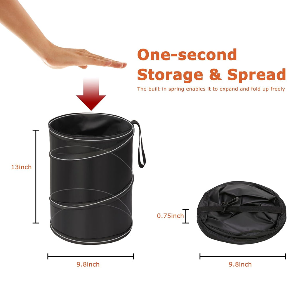Ginsco 2Packs 4 Gallons New Leakproof Car Trash Can, Large Trash Can Pop-up Collapsible Hanging Car Trash Bin, Waterproof PEVA Liner Open-Top Garbage Can for Home Office Camping